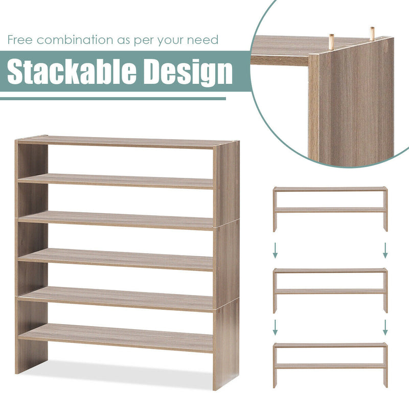 3 Pieces 31-Inch Stackable Multi-Shape Shoe Rack-Natural