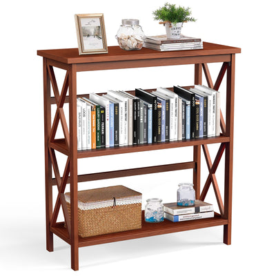 3-Tier Multi-Functional Storage Shelf Units Wooden Open Bookcase and Bookshelf-Natural