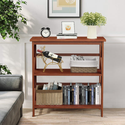 3-Tier Multi-Functional Storage Shelf Units Wooden Open Bookcase and Bookshelf-Natural