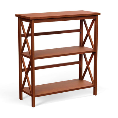 3-Tier Multi-Functional Storage Shelf Units Wooden Open Bookcase and Bookshelf-Natural