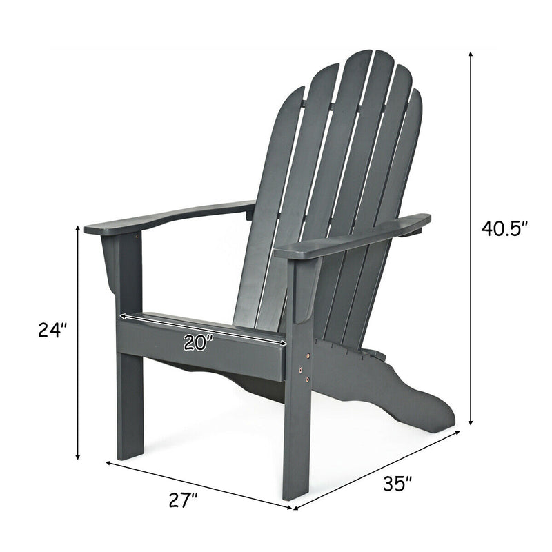 Acacia Wood Outdoor Adirondack Chair with Ergonomic Design-Gray