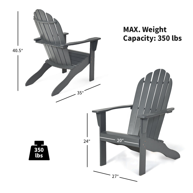 Acacia Wood Outdoor Adirondack Chair with Ergonomic Design-Gray