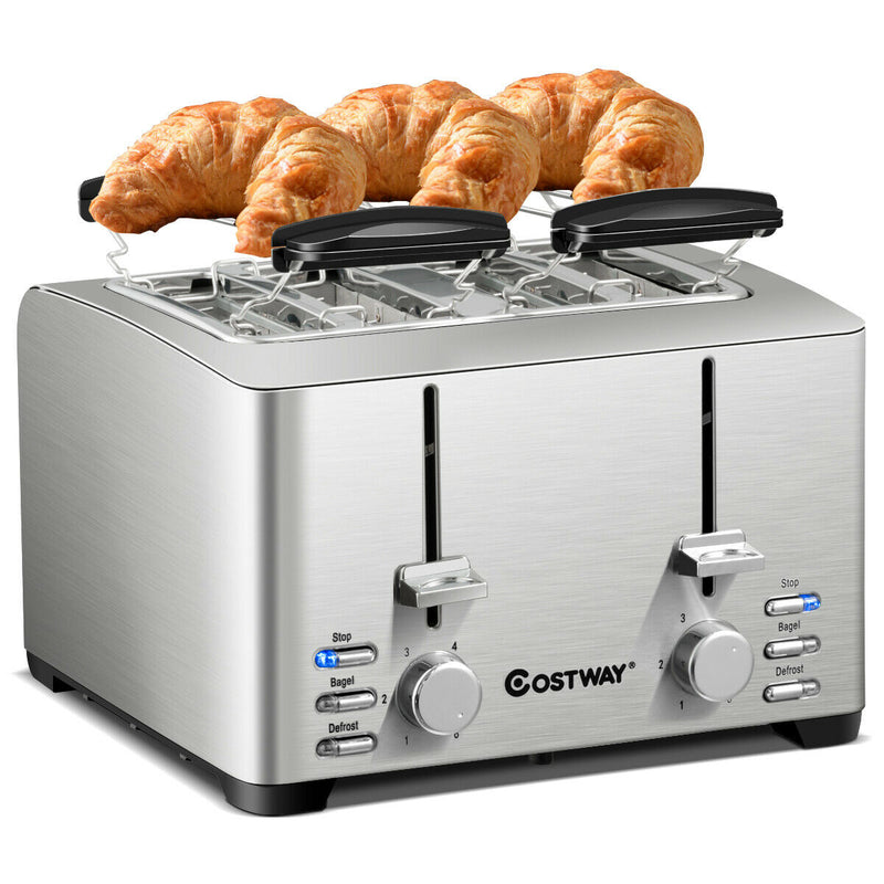 Extra-Wide Slot Stainless Steel 4 Slice Toaster