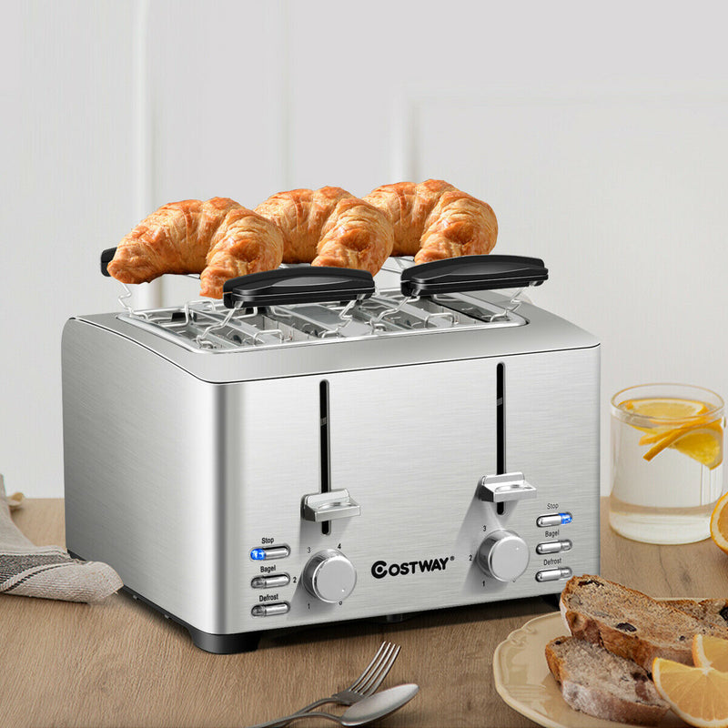 Extra-Wide Slot Stainless Steel 4 Slice Toaster