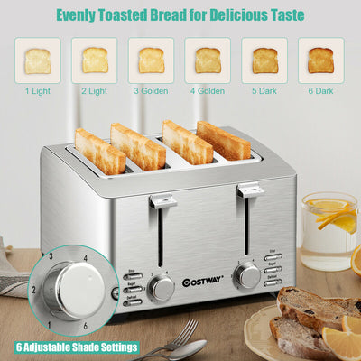 Extra-Wide Slot Stainless Steel 4 Slice Toaster