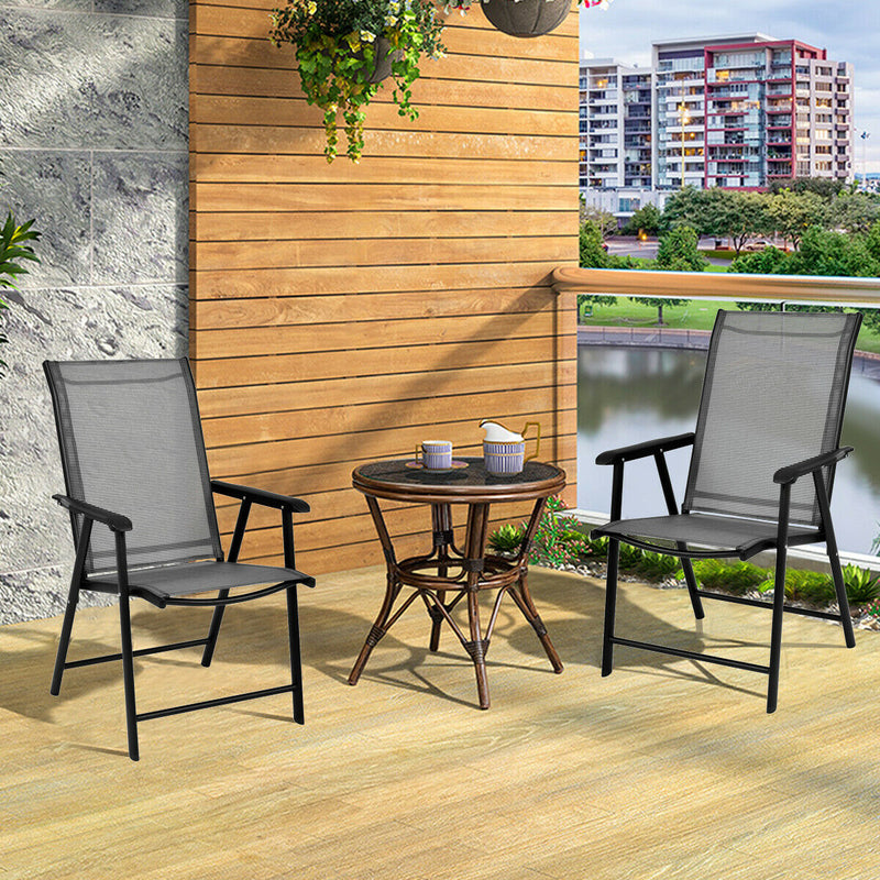 Set of 2 Outdoor Patio Folding Chairs-Gray