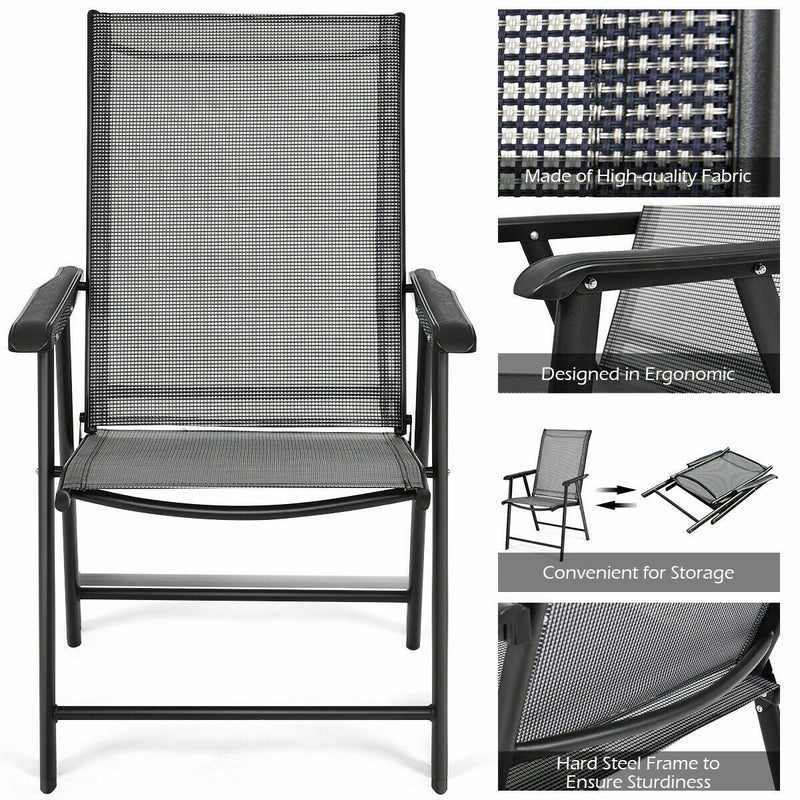 Set of 2 Outdoor Patio Folding Chairs-Gray