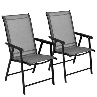 Set of 2 Outdoor Patio Folding Chairs-Gray