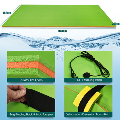 12’ x 6’ 3 Layer Floating Water Pad-Green