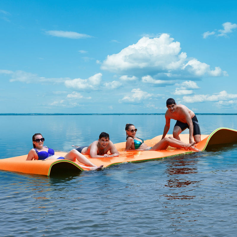 12 x 6 Feet 3 Layer Floating Water Pad-Orange