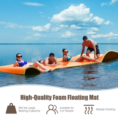 12 x 6 Feet 3 Layer Floating Water Pad-Orange