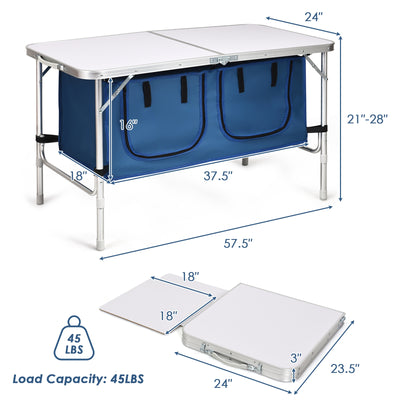 Height Adjustable Folding Camping  Table-Blue