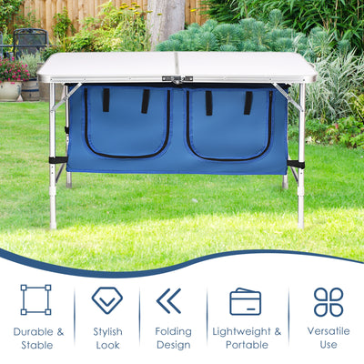 Height Adjustable Folding Camping  Table-Blue