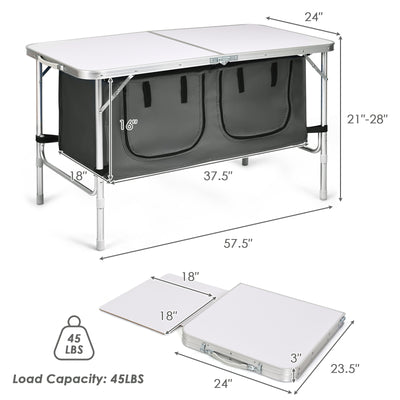 Height Adjustable Folding Camping  Table-Gray