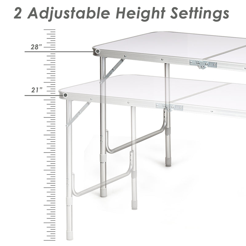 Height Adjustable Folding Camping  Table-Gray