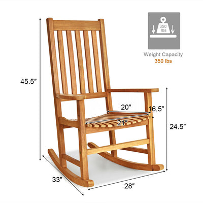 Indoor Outdoor Wooden High Back Rocking Chair-Wood