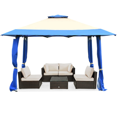 13 Feet x 13 Feet Pop Up Canopy Tent Instant Outdoor Folding Canopy Shelter-Blue