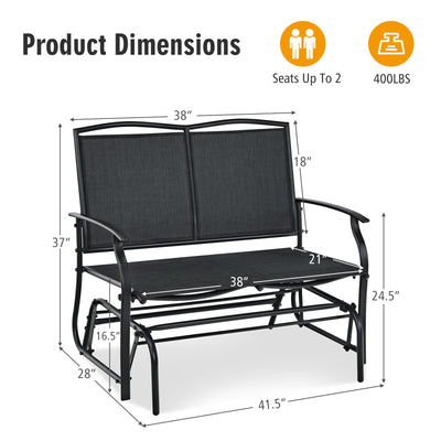 Iron Patio Rocking Chair for Outdoor Backyard and Lawn-Black