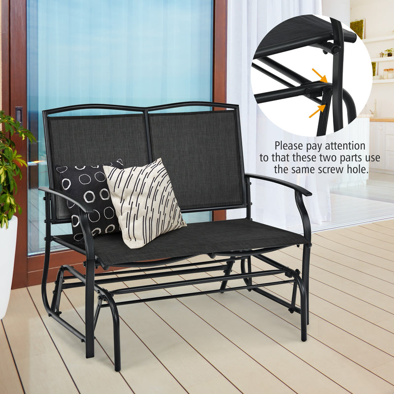 Iron Patio Rocking Chair for Outdoor Backyard and Lawn-Black