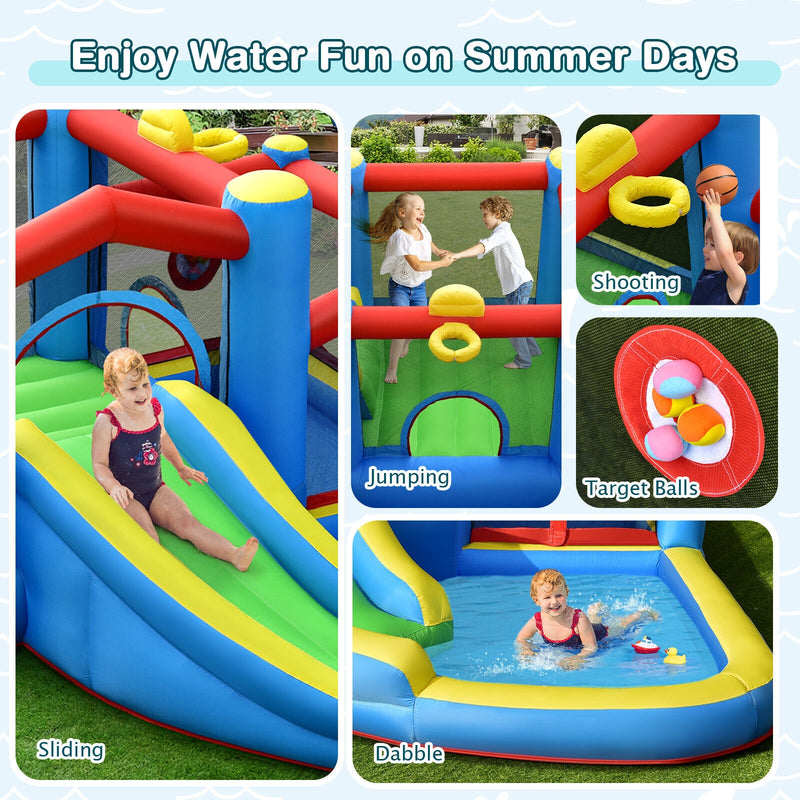 Inflatable Kids Water Slide Bounce Castle with 480W Blower