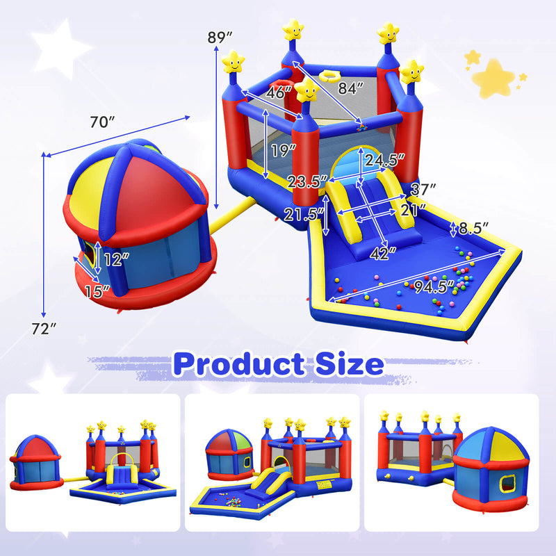 Kids Inflatable Bouncy Castle with Slide Large Jumping Area Playhouse and 735W Blower