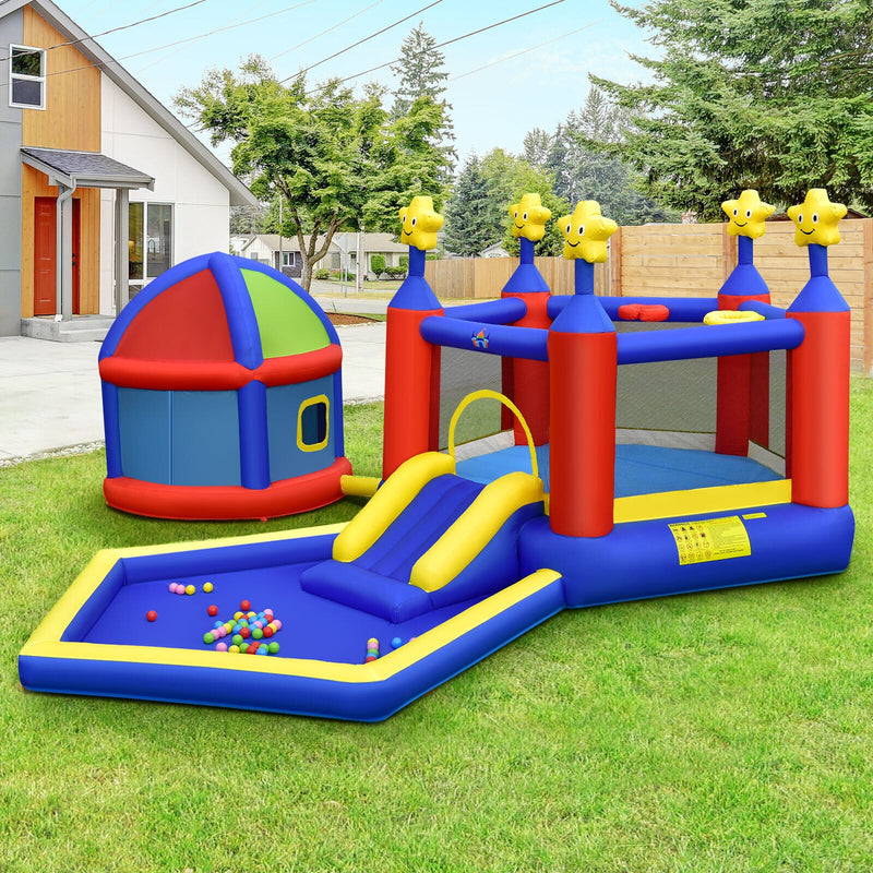 Kids Inflatable Bouncy Castle with Slide Large Jumping Area Playhouse and 735W Blower