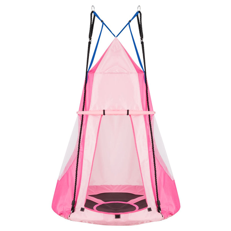 2-in-1 40 Inch Kids Hanging Chair Detachable Swing Tent Set-Pink