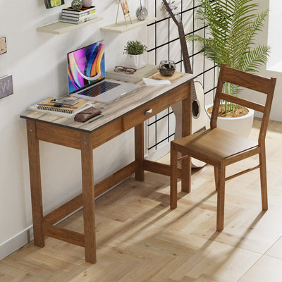 Kids Desk and Chair Set with Drawer-Walnut