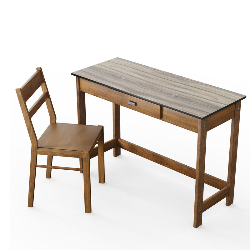 Kids Desk and Chair Set with Drawer-Walnut