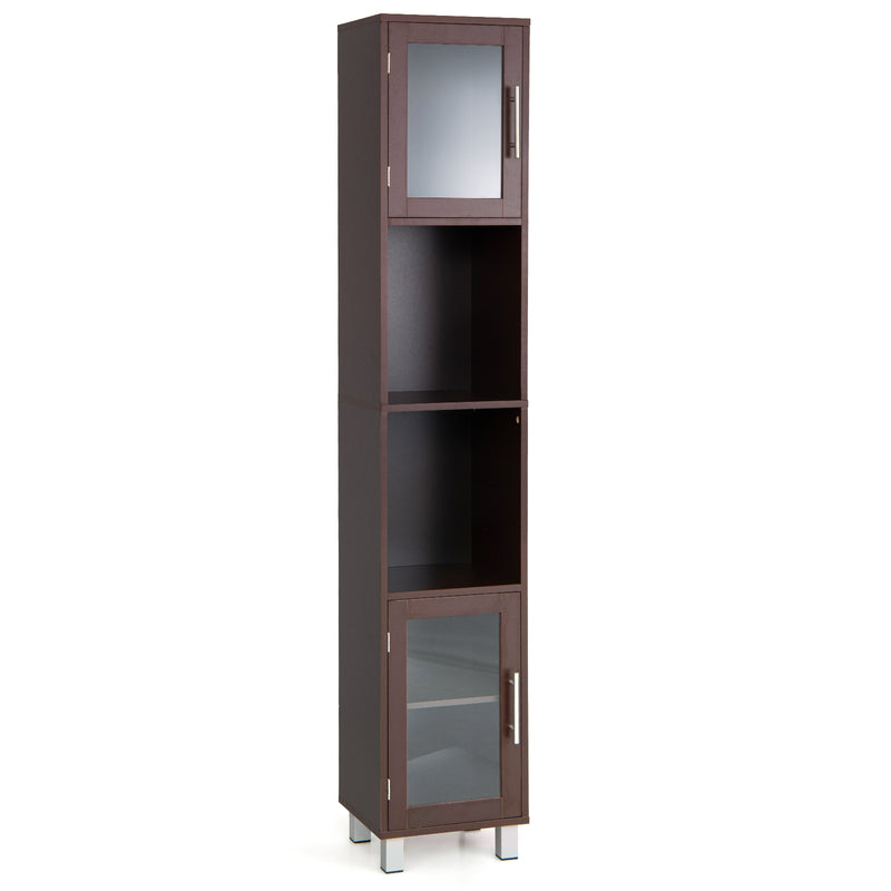 71 Inch Tall Tower Bathroom Storage Cabinet and Organizer Display Shelves for Bedroom-Brown