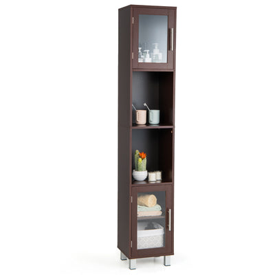 71 Inch Tall Tower Bathroom Storage Cabinet and Organizer Display Shelves for Bedroom-Brown