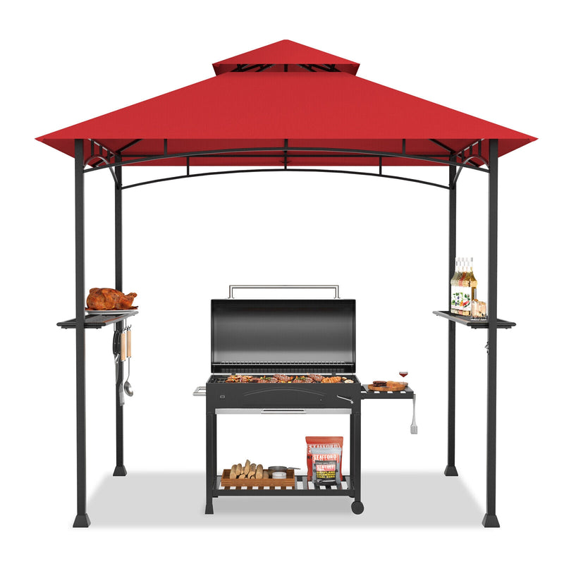 8 x 5 Feet Outdoor Barbecue Grill Gazebo Canopy Tent BBQ Shelter-Wine