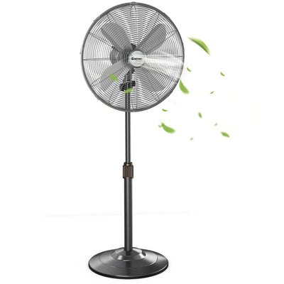 18 Inch Metal Adjustable Oscillating Pedestal Fan-Black