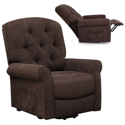 Recliner Chair Sofa for Elderly with Side Pocket and Remote Control-Brown