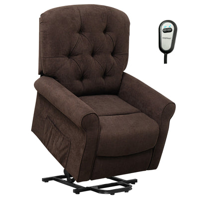 Recliner Chair Sofa for Elderly with Side Pocket and Remote Control-Brown