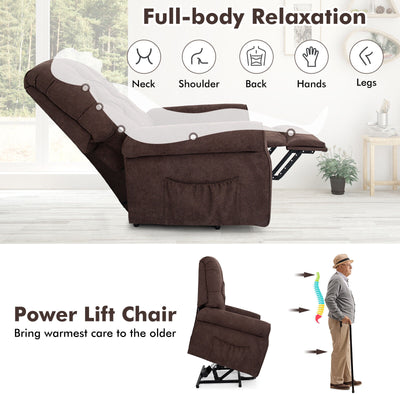 Recliner Chair Sofa for Elderly with Side Pocket and Remote Control-Brown