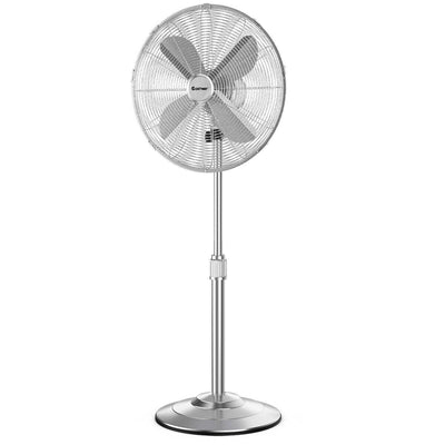 18 Inch Metal Adjustable Oscillating Pedestal Fan-Silver