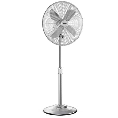 18 Inch Metal Adjustable Oscillating Pedestal Fan-Silver