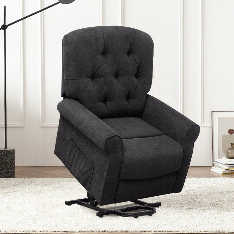 Recliner Chair Sofa for Elderly with Side Pocket and Remote Control-Black