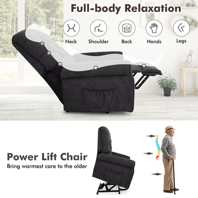 Recliner Chair Sofa for Elderly with Side Pocket and Remote Control-Black