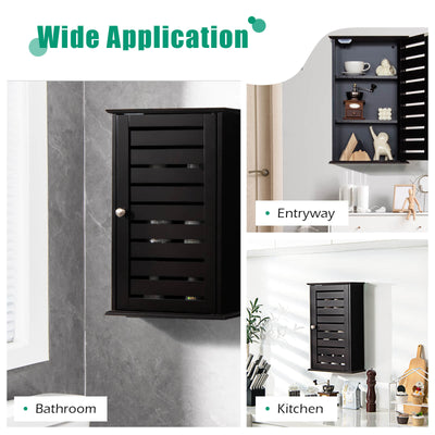 Wall Mount Medicine Cabinet Multifunction Storage Organizer-Dark Brown