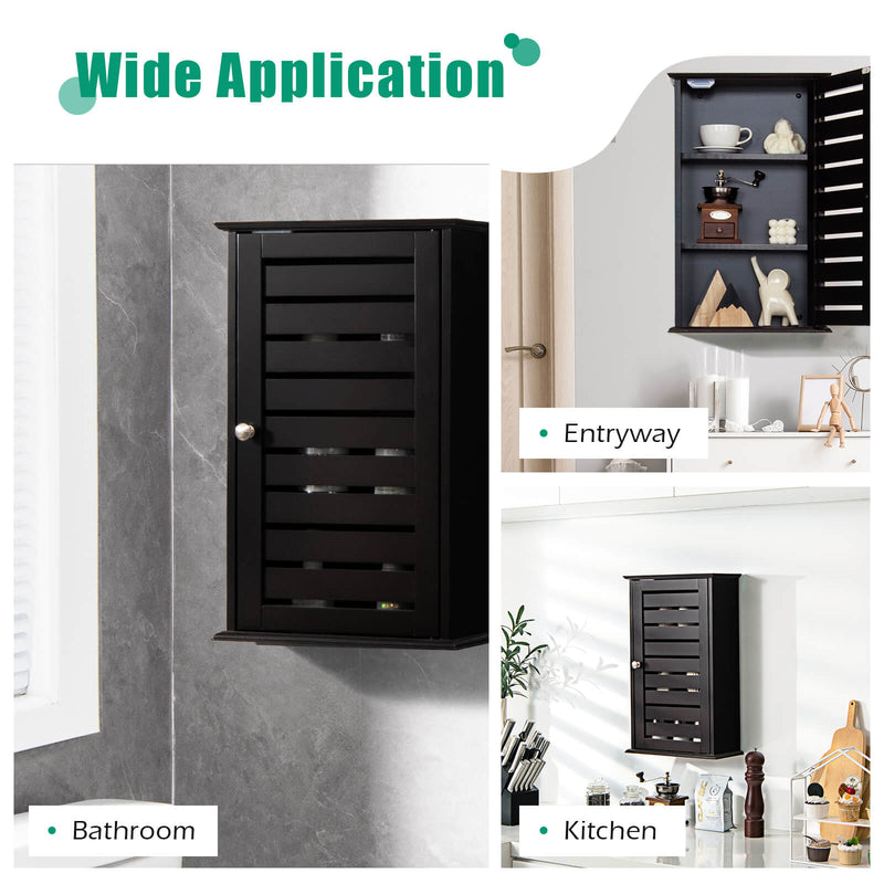 Wall Mount Medicine Cabinet Multifunction Storage Organizer-Dark Brown