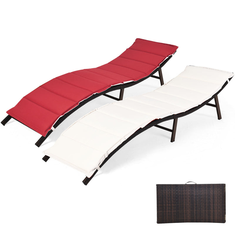 2 Pieces Folding Patio Lounger Chair