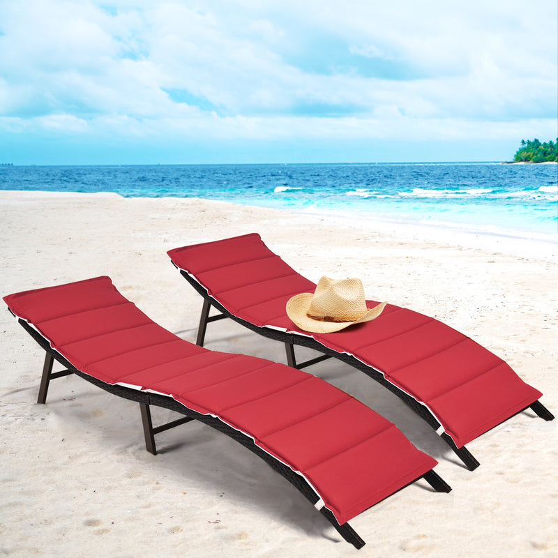 2 Pieces Folding Patio Lounger Chair