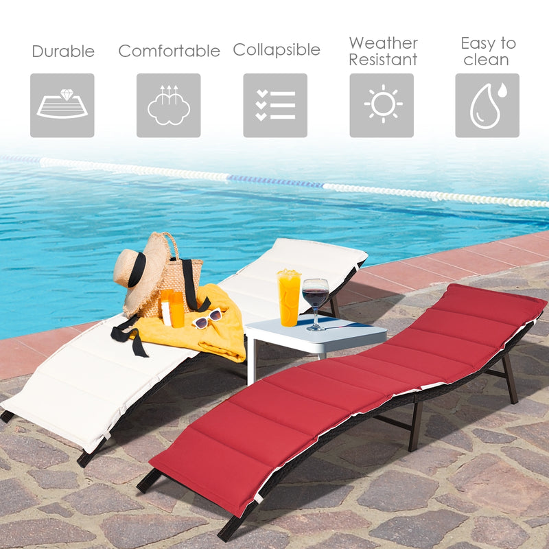 2 Pieces Folding Patio Lounger Chair