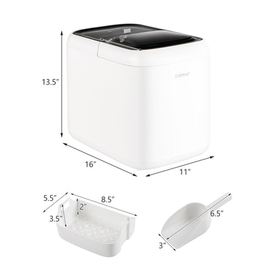 Portable Self-Clean Countertop Ice Maker with Ice Basket and Scoop-White