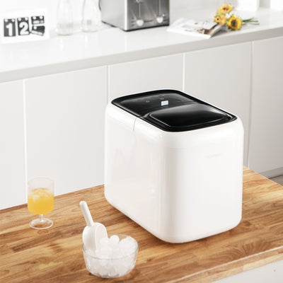 Portable Self-Clean Countertop Ice Maker with Ice Basket and Scoop-White