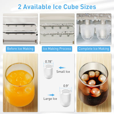 Portable Self-Clean Countertop Ice Maker with Ice Basket and Scoop-White