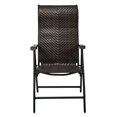 Patio Rattan Folding Chair with Armrest