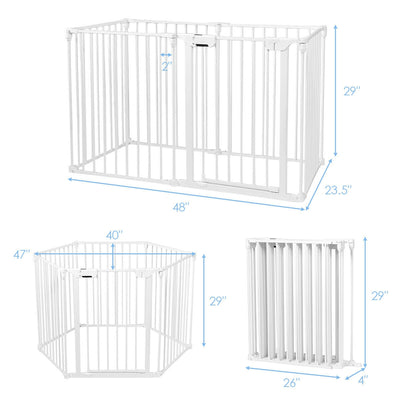 6-Panel Wall-mount Adjustable Baby Safe Metal Fence Barrier in White